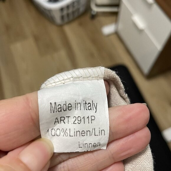 Lungo L’arno 100% Linen Abstract Animal Print Short Sleeve Top Blouse size XL - Picture 8 of 8